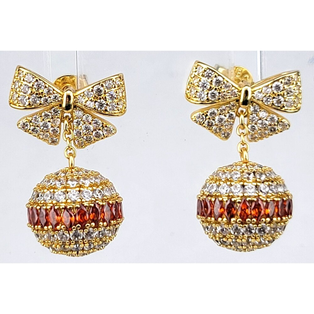 IBB International Bullion Brokers Garnet Crystal Christmas Ornament Earrings